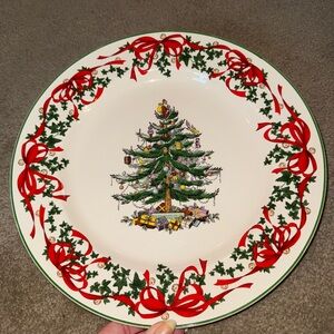 Spode Christmas Tree Red Ribbon  12 3/4” Buffet Plate
